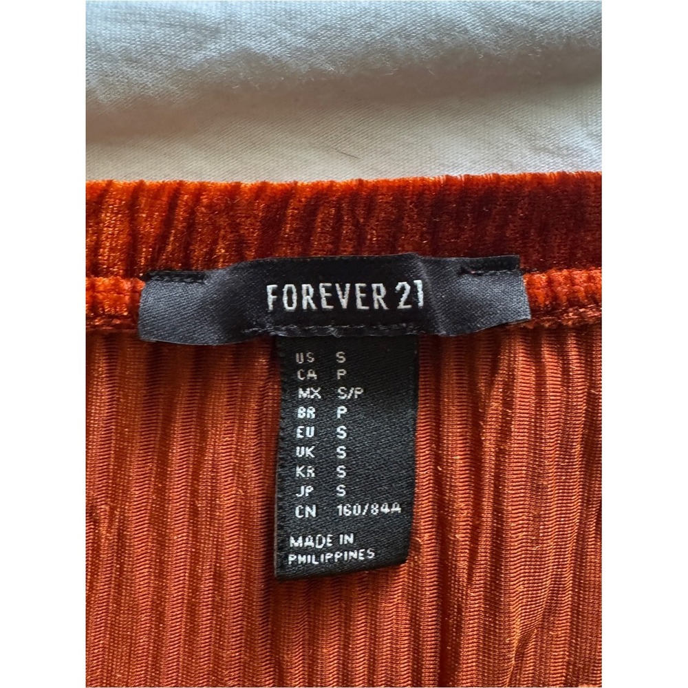 Velvet Plisse Off the Shoulder Bell Sleeve Crop Top S Orange 70s Whimsy Festival - Picture 2 of 5